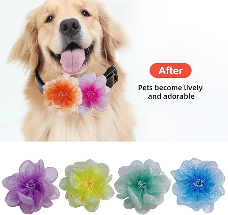 6Pcs Dog Collar Accessories, Floral Charms Decorations for Dogs and Cats