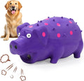Squeaky Pig Dog Toy That Oinks, Latex Pig 7.3 in Grunting Dog Toys, Durable Dog Chewing Toys for Small Medium Large Dogs (Purple 20CM)