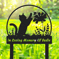 Personalized Butterfly Cat Memorial Stake Custom Flowers Cat Grave Marker, Customized Metal Cat Statue Memorial Plaque Pet Loss Gift Garden Yard Flowerpot Outdoor Home Decorations