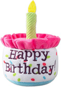 Happy Birthday Cake Catnip Toys, Birthday Cake Shaped Chew Toys for Kitten Funny Cats Gifts Plush Cat Birthday Party Toys, Pink