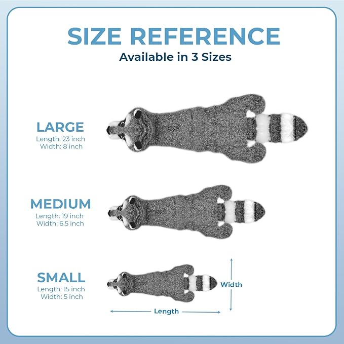 Best Pet Supplies Squeaky Dog Toys with Soft Durable Fabric for Small, Medium and Large Pets Interactive Toy for Indoor Play, Supports Active Biting and Play - Raccoon, Small
