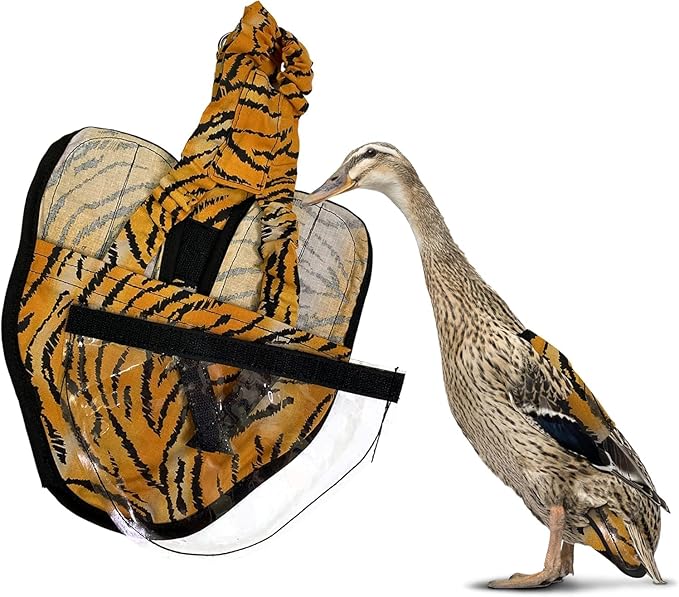 Hen Holster Starter Kit - Wrap-Around Runner Duck Diaper w/ Removable Liner & Fixed Tab - Durable, Secure Fit, Easy-to-Wear - Essential Duck Supplies for Real Ducks, Made in USA - Tiger