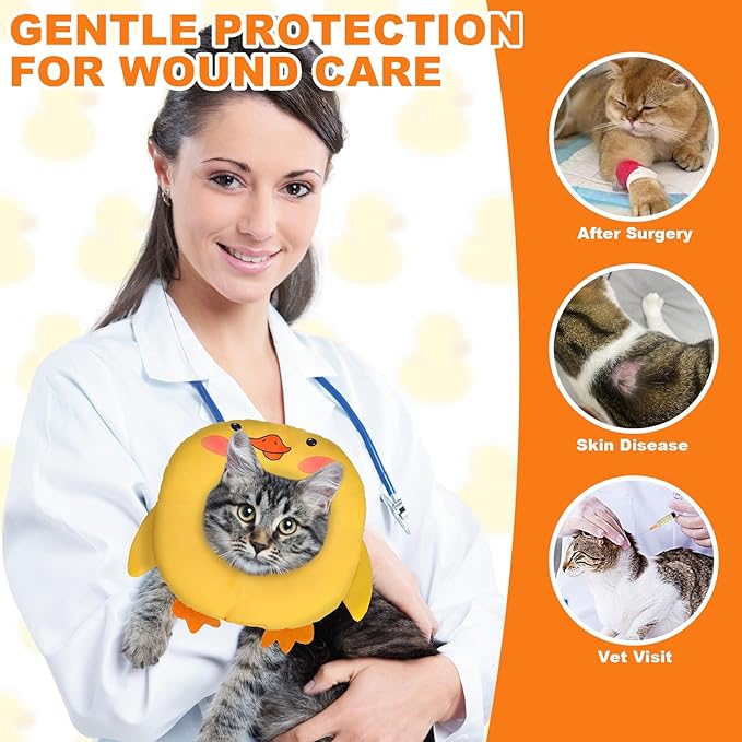 BINGPET Cat Cone Collars Soft,Cat Recovery E Collars After Surgery to Stop Licking,Waterproof Adjustable Elizabeth Neck Cones Cute Pet Donut Pillow for Cats Kitten Puppy Wound Healing After Surgery,S