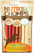 Nutri Chomps Dog Chews, 5-inch Twists, Easy to Digest, Rawhide-Free Dog Treats, 15 Count, Real Chicken, Peanut Butter and Milk flavors
