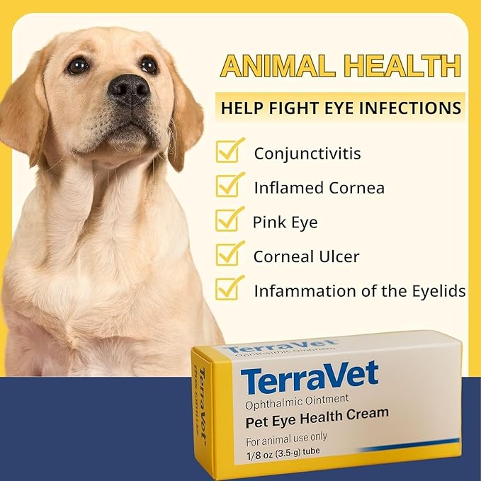 Pet Eye Care Cream for Cats, Dogs, Horses & Birds - Soothes Red/Watery Eyes, Lubricates & Cleans Discharge - Grooming Cream for Daily Cleaning – 1/8 oz (3.5 g)