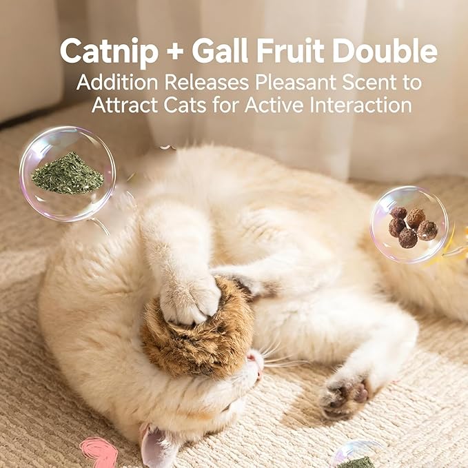 Rabbit Fur Ball Cat Toy, Rabbit Fur Balls for Cats, Furry Catnip Toy Ball Soft, Washable & Fun to Chase, for Bunny Kicks & Chase Games, for Indoor Exercise & Bonding (6PCS)