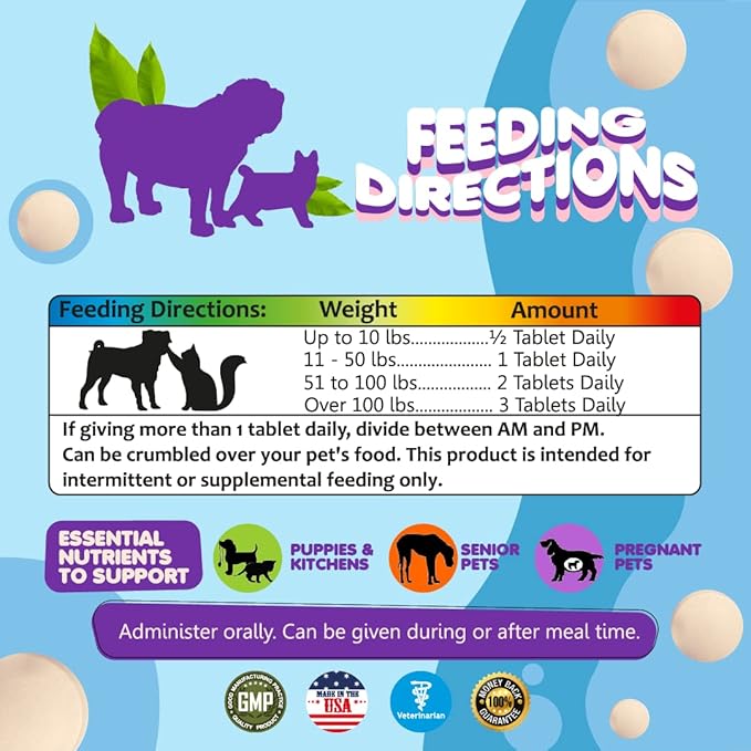 Dog Prenatal Vitamins – Multivitamin, Folic Acid, Calcium, Iron, Minerals and Amino Acids. Ideal for Pregnant, Breastfeeding and Newborn Pets – Senior Dog Supplement, Complete Puppy Multi Vitamin.