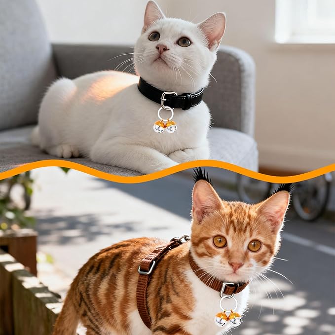 EXPAWLORER Pet Bells for Cat Collar - Extra Loud Dog Cat Collar Accessories Bells, Color Blocking Pet Jingle Ornament Training Pendant Neck Decoration, Tracker for Saving Birds, Silver 1 Pack