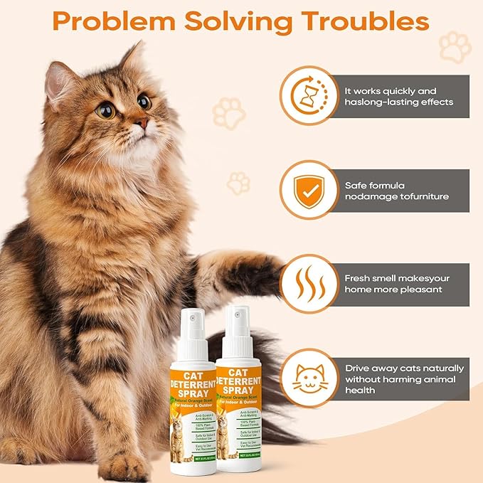 Cat Deterrent Spray, Citrus Spray for Cats, Anti-Scratch & Anti-Marking for Furniture, Sofas & Carpet, Indoor & Outdoor Furniture Protection 7.0 OZ