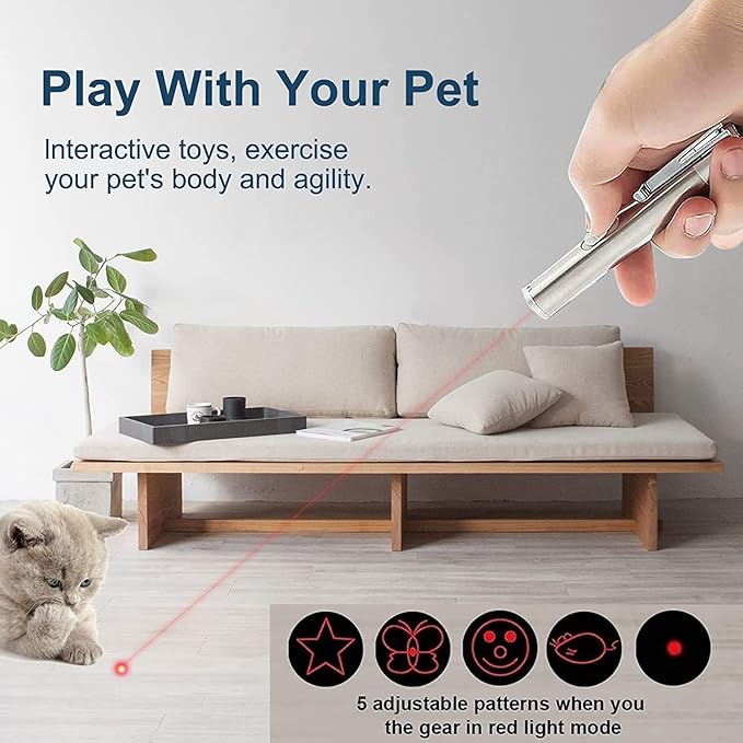 BEGRIM Cat Toy Pointer for Indoor, Cat Mouse Toys Wand Light Pet Interactive Toys to Keep Cat Busy, for Kitten Cat Dog Chase Play