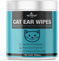NOVEHA 150PCs Cat Ear Wipes - Pet Ear Cleaner - Safe & Soft Ear Cleaner for Cats - Easy & Gently Remove Wax, Dirt & Odor - Soothing, Non-Irritating, Unscented Grooming Care
