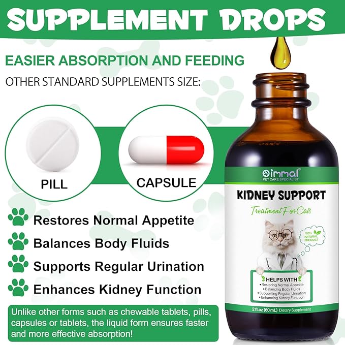 Specifically Formulated Kidney Support for Cats, Naturally Supports Healthy Kidney Function in Cats, Increase Immunity, Herbal Supplement Supports, for Kidney & Urinary Health, Energy & Appetite