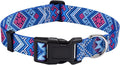 Dog Collar with Bohemia Floral Tribal Geometric Patterns - Soft Ethnic Style Collar Adjustable for Small Medium Large Dogs(Blue Ethnic Style,L)