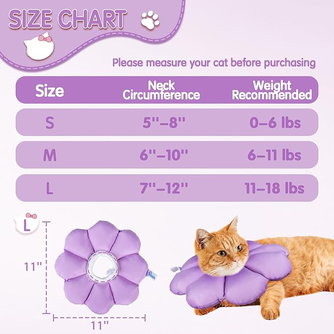 ANWA Cat Cone Collar Soft, Waterproof Cat Recovery Collar, Adjustable Soft Cone for Cats After Surgery