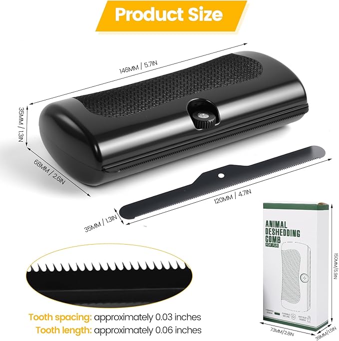 Dog Cat Deshedding Brush, Pet Hair Remover Grooming Cat Brush for Pet Short/Long Hair, Gentle Grooming Tool for Matted & Loose Hair for Dogs, Cats & Horses