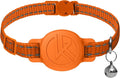 Tile Sticker Holder Cat Tracking Collar (2024) - Breakaway, Reflective Kitten Collar with Bell and Holding Case for Tile by Life360 (Orange)