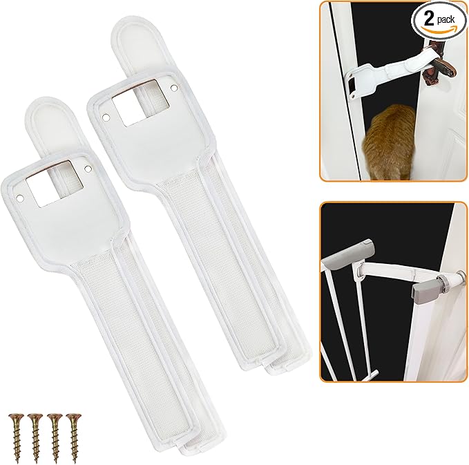 Door Prop for Cats. Cat Door Latch Holder to Keep Baby Gate and Interior Door Open. Cat Door Stopper can Keep Dogs and Kids Out of Cat Food Bowls & Litter Box. Patent Pending!（2pcs）