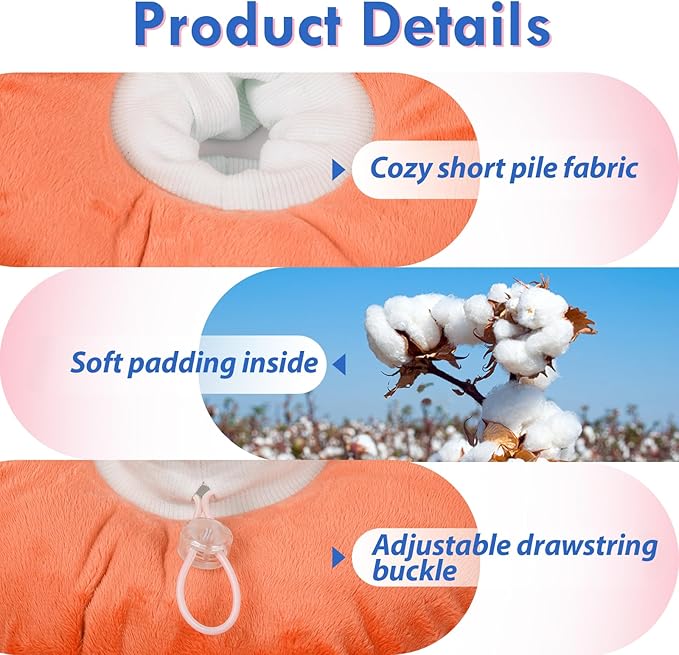 Cat Cones to Stop Licking, Adjustable Neck Soft Elizabethan Collar After Surgery, Comfortable & Lightweight Cute Kitten Donut Collar for Head/Foot Wounds Recovery, Orange Small