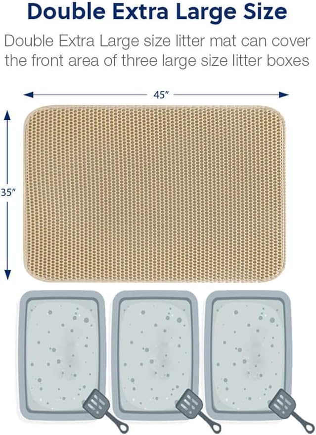 WePet Cat Litter Mat, Kitty Litter Trapping Mat, Honeycomb Double Layer Mats, No Phthalate, Urine Waterproof, Easy Clean, Scatter Control, Catcher Litter Tray Box Rug Carpet