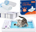 12 Pack Litter Box Liners Compatible with Safe Pets Scoopfree Cat Litter Box Tray Refill, Large Cat Waste Poop Bags with Tear-resistant Cardboard and Drawstring -37" x 16"(Cardboard Included)