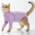 Cat Neuter Surgery Recovery Suit Male, Anti-Licking Cats Spay Recovery Suit Female, Long Sleeve Prevent Shedding Body Suit Post Surgery, Breathable Cone & E Colla Alternative Cat Apparel(Purple, L)