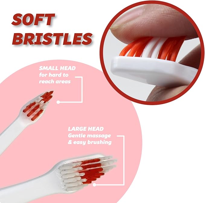 Pet Toothbrush for Dogs, Cats with Soft Bristles - Easy Teeth Cleaning & Dental Care, Non Slip Dual Head Dog Toothbrush for Medium & Large Pets, Toothpaste Not Included, Pack of 1