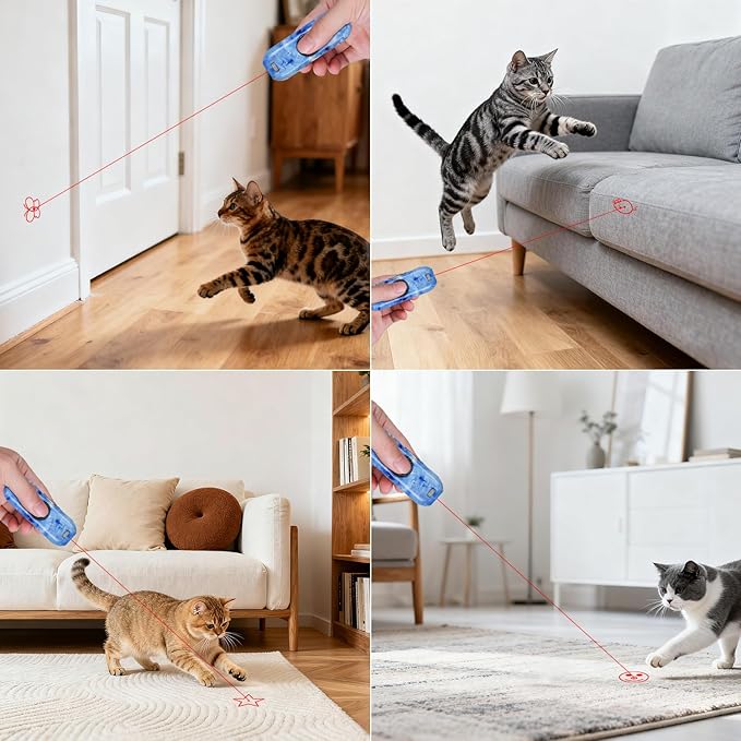 TBTeek Cat Toy, Finger Rotatable, 3 Modes, 5 Fun Patterns, Rechargeable, Portable Dog Kitten Cat Toy for Indoor Cats Chasing and Exercise
