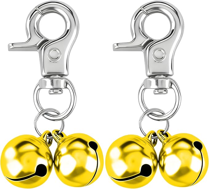 EXPAWLORER Pet Bells for Dog Cat Collar Charm - 2 Pack Cat Collar Accessories Bells Loud, Pet Jingle Ornament Training Pendant Neck Decoration, Tracker for Saving Birds, Gold