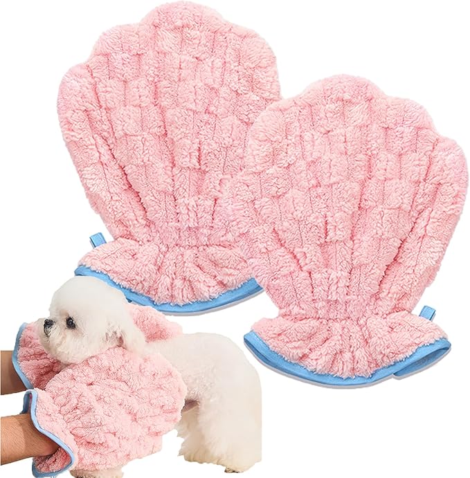Pet Towel Dog Bath Towels for Drying Dogs,Microfiber Absorber Towel Dog Grooming Gloves for Cats Quick Drying Puppy Towel Gloves Small 2 Pack (10.6X8.2in)