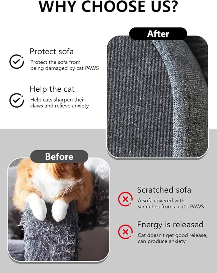 Cat Scratching Climbing Carpet Mat, Adhesive Trimmable Cat Scratcher Furniture Protector, Cat Post Covered Pad Replacement for DIY Cat Tree Shelf Steps Couch Corner Wall(Darkgrey,78.7x15.8In)