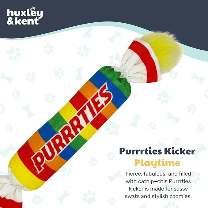 Huxley & Kent Kicker Plush Cat Toy - Interactive Catnip Toy for Cats & Kittens - Soft Canvas for Kicking & Batting - Fun Indoor Play - Purrrties Kicker
