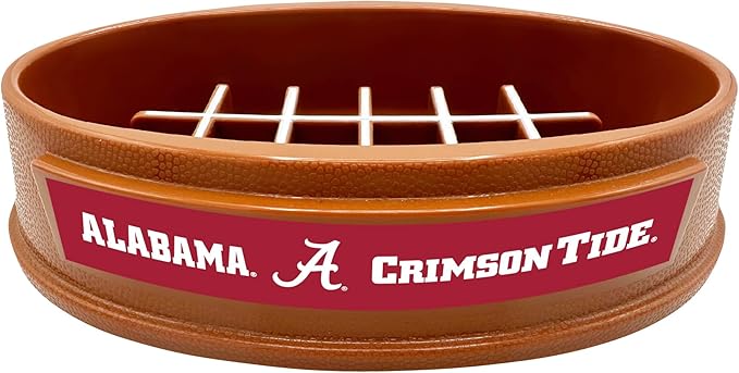 NCAA Super-Bowl Slow Feeder Dog Bowl. Football Design Slow Feeding Cat Bowl for Healthy Digestion. Non-Slip Pet Bowl for Large & Small Dogs & Cats (Alabama Crimson Tide)