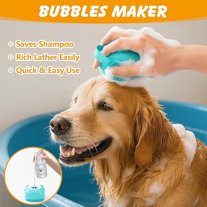 6PCS Dog Bath Brush Set, Dogs Scrubber for Short and Long Haired Dogs, Dog Shampoo Brush for Shedding, Bathing, Massaging and Grooming