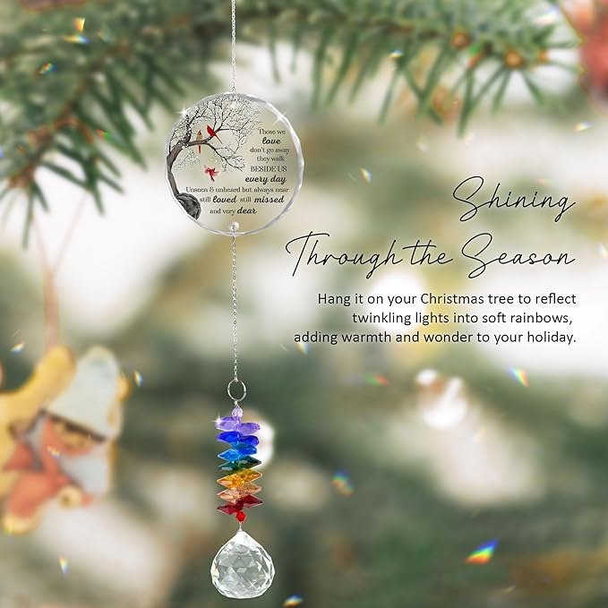 Memorial Suncatcher Ornament Sympathy Gift for Loss of Loved One - Crystal Rainbow Maker - Those we Love Don't go Away - Hanging Crystal Decor - Loss of Family Pet