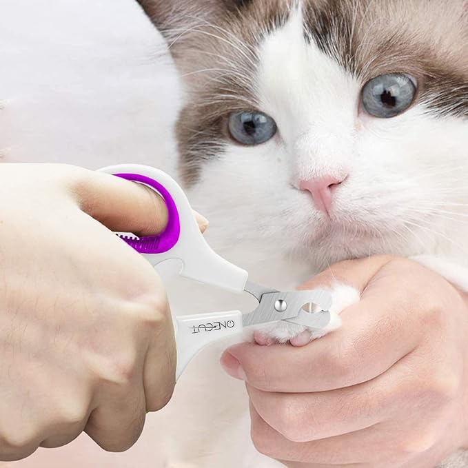OneCut Pet Nail Clippers, Update Version Cat & Kitten Claw Nail Clippers for Trimming, Professional Pet Nail Clippers Best for a Cat, Puppy,Rabbit, Kitten & Small Dog,Sharp & Safe (Purple)