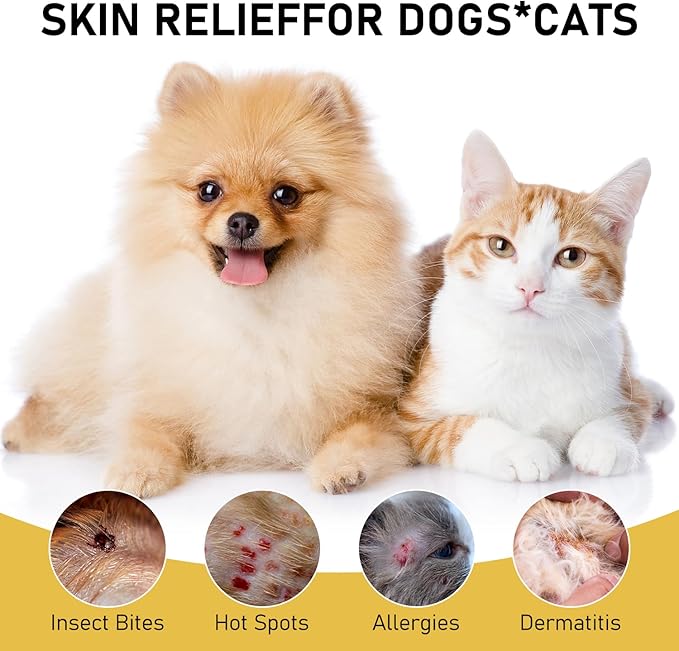 Wanban 2pc Pet Skin Treatment Spray for Dogs and Cats - Nature Soothing Solution for Itchy Skin, Reduces Scratching - Cat Itchy Skin Treatment