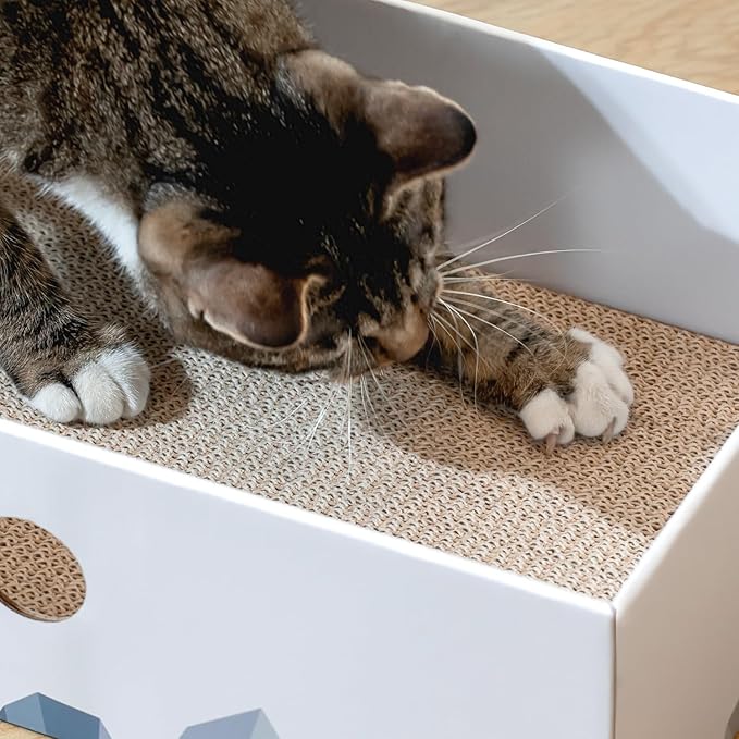 Conlun Cat Scratcher Box with 3-Layer Corrugated Pad, Heavy-Duty Double-Sided Cardboard Scratching Board & Bed, Checkered Design, for Cats, Large 2-Pack