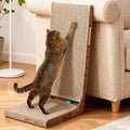 Simple Delxue Simple Deluxe Cardboard Cat Scratcher with Cat Toys Ball Track, 24 Inches L-Shaped Scratch Pad, Cardboard Lounge Bed, Stable and Durable, Furniture Protector, Reversible