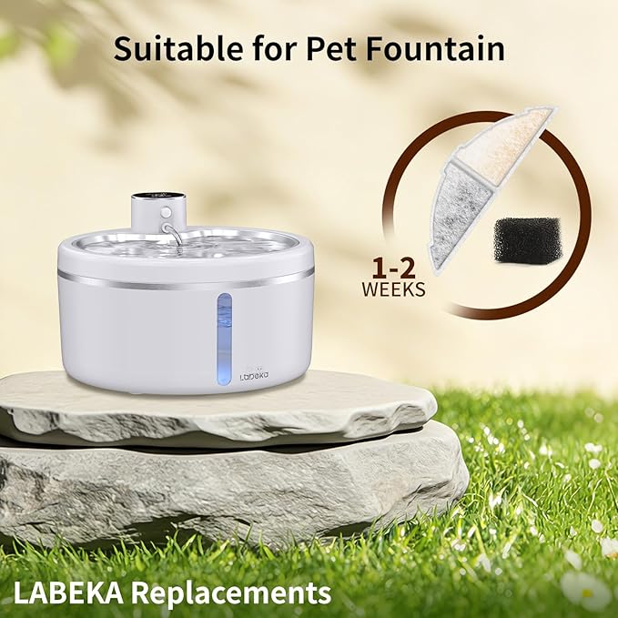 8 Pack Cat Water Fountain Filters, Cat Fountains Replacement Filters for 3L/102oz Cat Fountain, for W03B Pet Fountain-8Filters+8Sponges (8Filters+8Sponges)