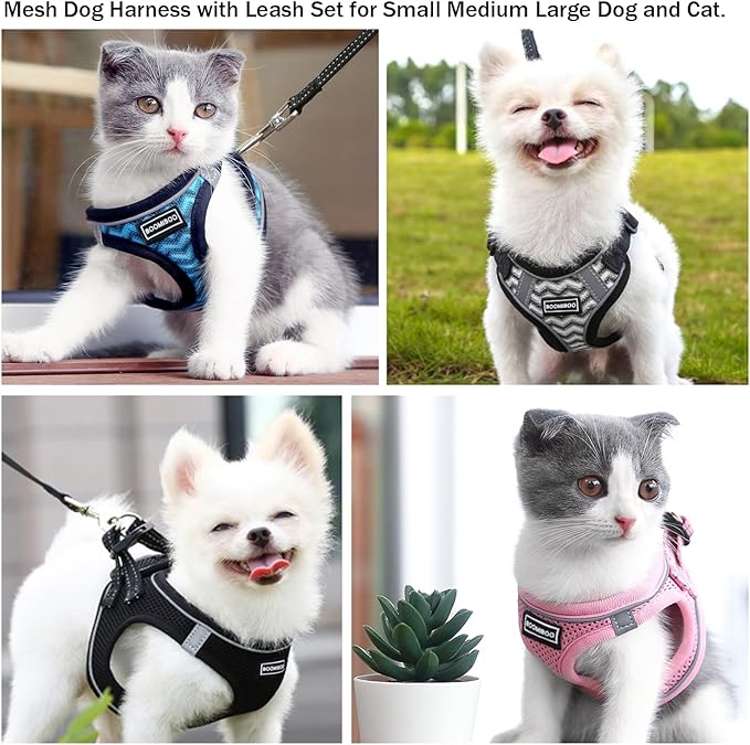 Dog Harness with Leash Set, No Pull Adjustable Reflective Step-in Puppy Pet Vest Harnesses for Small Medium Large Dogs and Cats,Purple XL