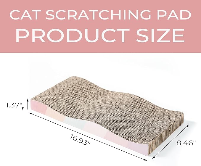 SIDAZON Cat Scratching Board cat Scratcher Cat Scratch Pad Cardboard cat scratchers for Indoor Cats Reversible Large Wide Corrugated with Catnip(2pcs)