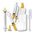 Newborn Pet Feeding Kit, 50ml Nursing Bottle & Syringe Set for Puppies, Kittens, Rabbits, Squirrels – BPA-Free Silicone Nipples, Measuring Cup & Cleaning Brush – Safe, Hygienic Milk Feeder