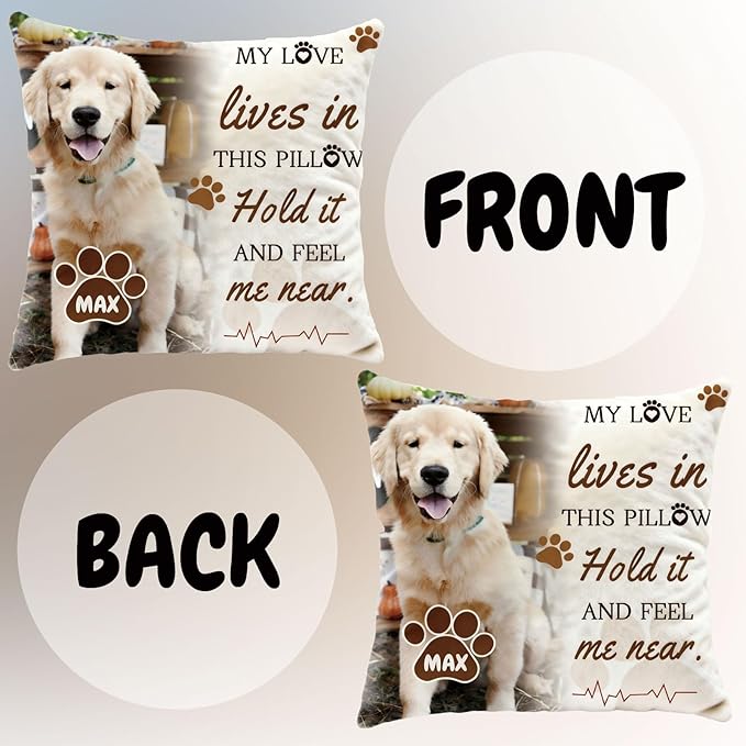 Photo Pet Memorial Throw Pillow | Personalized Custom Pillow, a Warm & Comforting Gift for Remembering Beloved Dogs and Cats