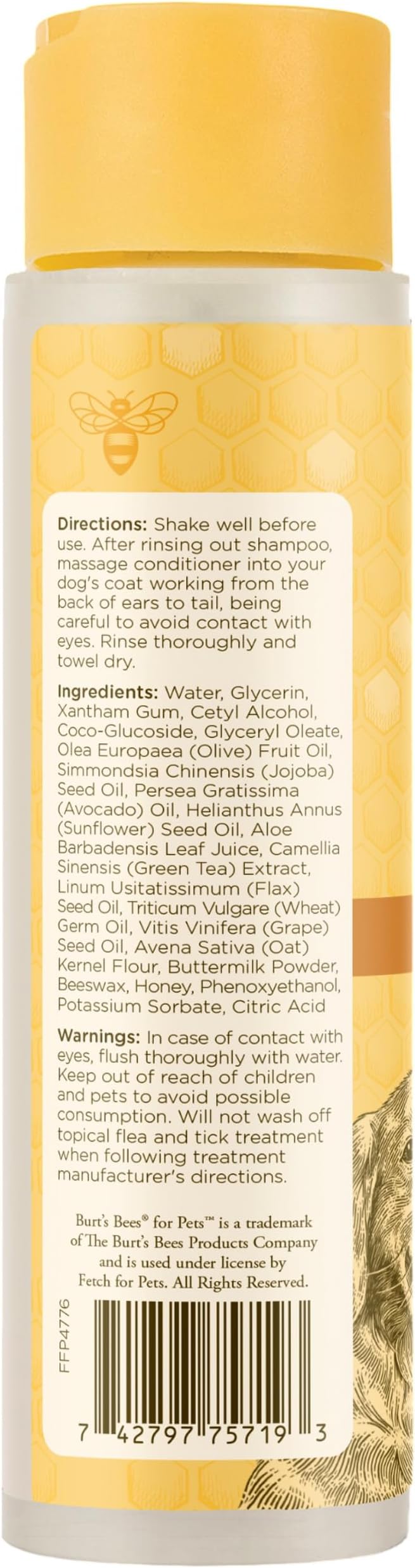 BURT'S BEES FOR PETS Oatmeal Dog Conditioner with Honey, Moisturizing Dog Coat Conditioner for Dry and Sensitive Skin to Help Soften and Nourish Coats During Grooming, 10 Fl Oz - 2 Pack