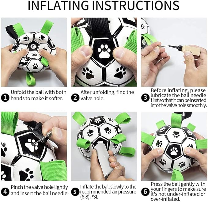 QDAN Large Dog Toys, 8 Inch Soccer Ball for Dogs with Straps, World Cup Interactive Toys for Tug of War, Puppy Birthday Gifts, Water Toy, Durable Dog Balls for Medium Large (Pack of 2)