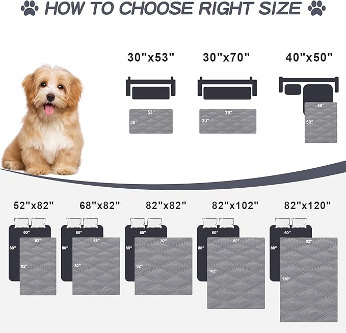 Smiry Waterproof Dog Bed Cover Blanket 30x70, Soft Reversible Pet Blanket, Washable Leakproof Cats Dogs Couch Cover for Sofa, Couch, Furniture, Lattice, Grey/Dark Grey (Pack of 2)