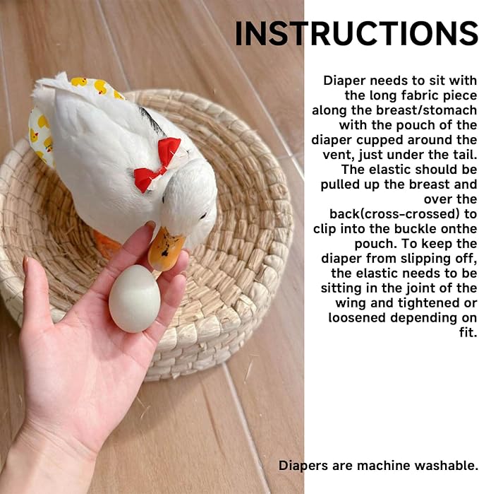 QBLEEV Pet Cole Duck Diapers for Baby Ducks, Chicken Diapers for Real Hens, Fashionable Duckling Nappy Poultry Cloth for Indoor Chick Goose Hen