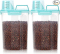 3-5Lbs Airtight Small Cat Dog Pet Food Storage Containers BPA Free, with Large Pour Spout/1 Measuring Cup/ 4 Safety Locks and Double-layer Silicone Strip (Clear Blue 2Pack)