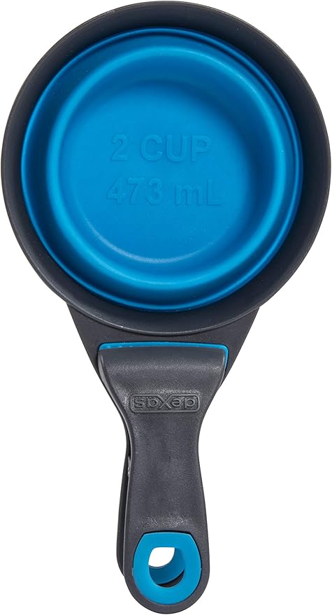 Dexas Pets Collapsible KlipScoop Collapsible Dry Dog Food Scoop and Dog Food Bag Clip, 2 Cup Capacity, Pro Blue