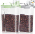 TBMax Pet Dog Cat Food Storage Containers 2 Pack 10 to 14 Lbs, Airtight Cat Food Dispenser with Large Spout & Portable Handle, Travel Dog Treat Storage Bin Bird Seed Container -Light Green/Light Grey